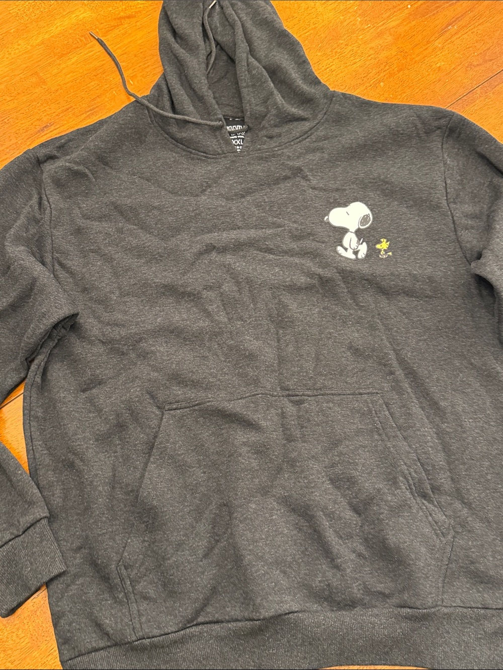 Peanuts Charcoal Hoodie with Snoopy & Woodstock Chest Graphic xxl
